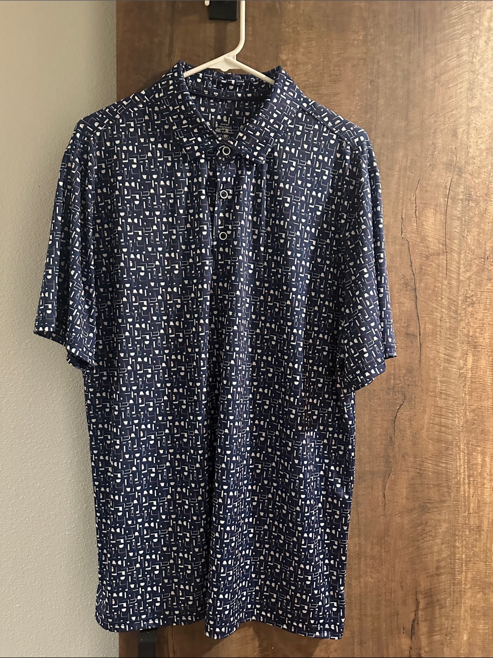 Men's Navy Geometric Short-Sleeve Polo Shirt